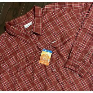 NWT Columbia Shirt Mens 4X Big Red Plaid Silver Ridge Lite Vented Fishing Hiking